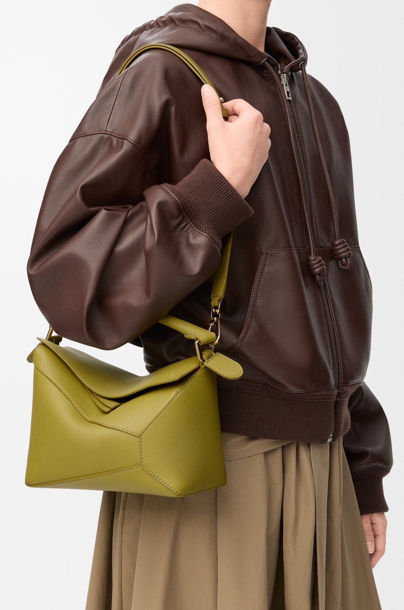 LOEWE Small Puzzle Edge bag in classic calfskin Light Moss