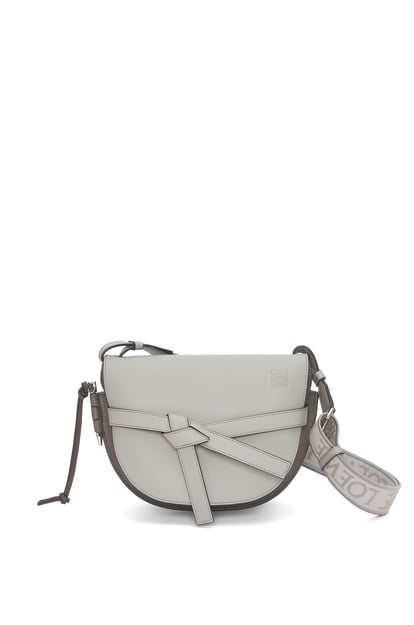 LOEWE Small Gate Dual bag in soft calfskin and jacquard Pearl Grey/Dark Grey