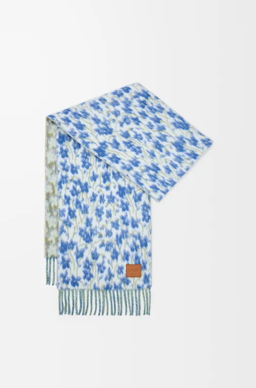 LOEWE Scarf in wool and alpaca blend Blue/Multicolor