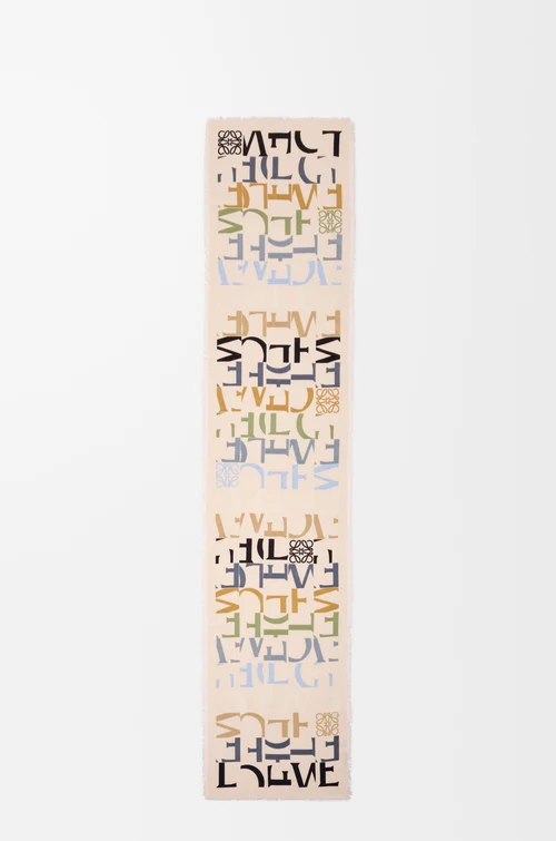 LOEWE Écharpe en laine, soie et cachemire mélangés Multicolore/Caramel