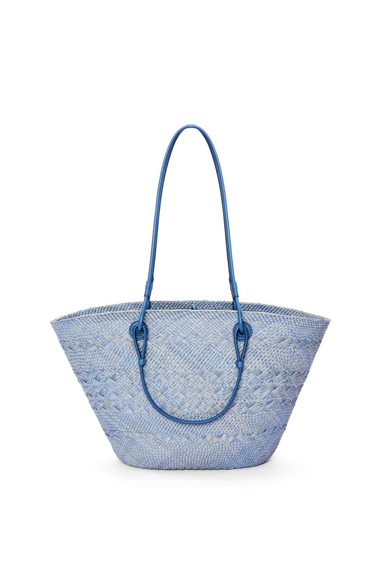 LOEWE Anagram Basket bag in iraca palm and calfskin Denim Blue