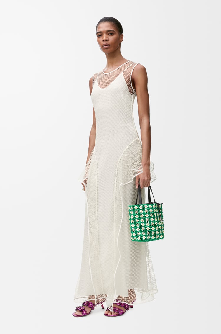 LOEWE Vestido Fishnet en mezcla de seda Blanco