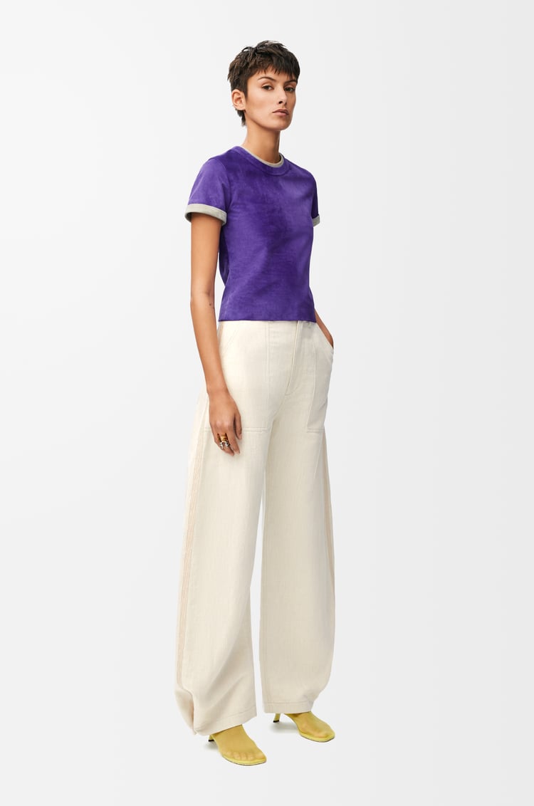 LOEWE Balloon trousers in cotton and linen Ecru