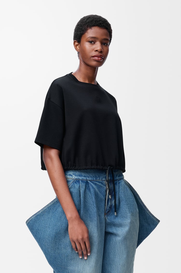 LOEWE Cropped T-shirt in cotton Black