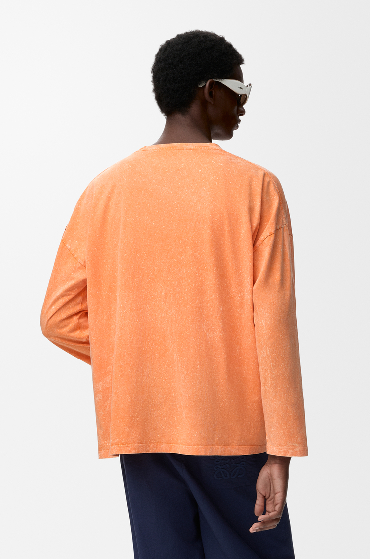 LOEWE 棉質長袖 T 恤 水洗橘色