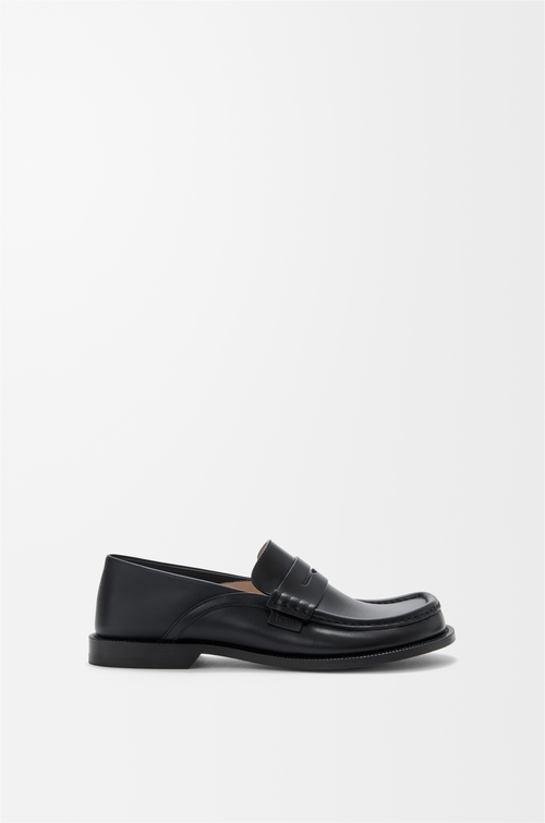 LOEWE Mocassins à rabat arrière Campo en cuir de veau ciré Noir