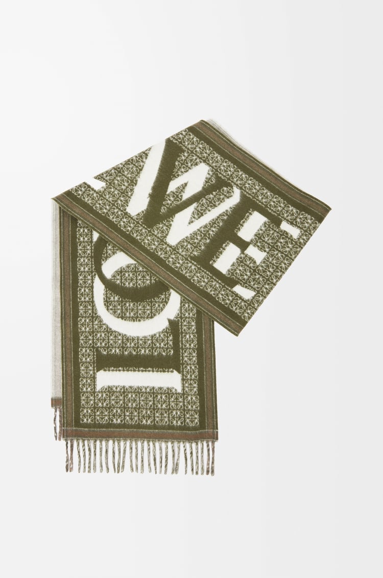 LOEWE LOEWE Love scarf in wool and cashmere Dark Green