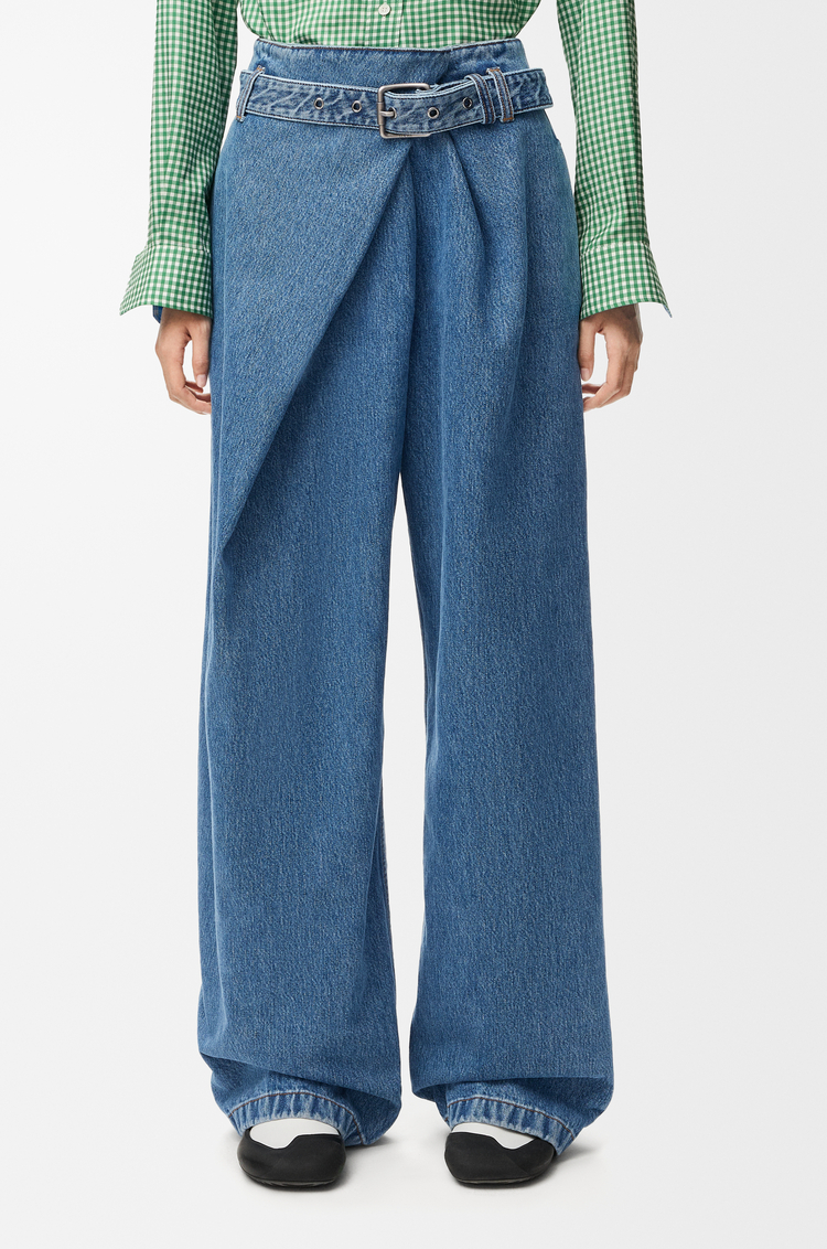 LOEWE Pantalón vaquero drapeado en denim Azul