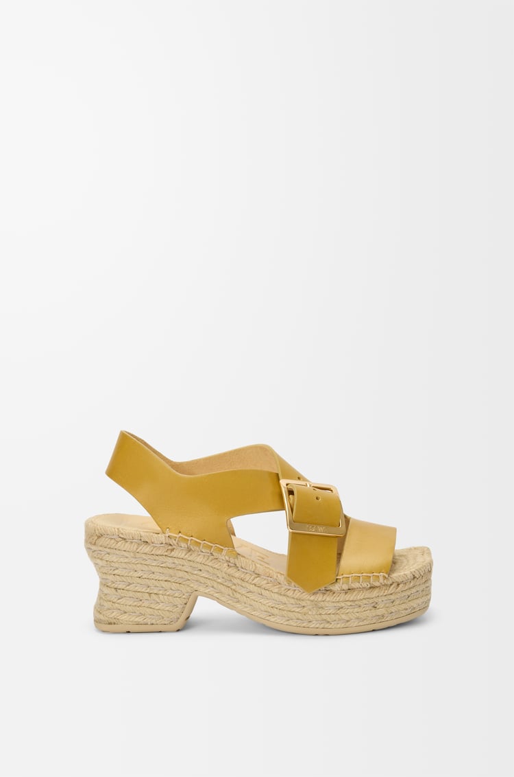 LOEWE Petal espadrille platform sandal in vegetable-tanned calfskin Ochre