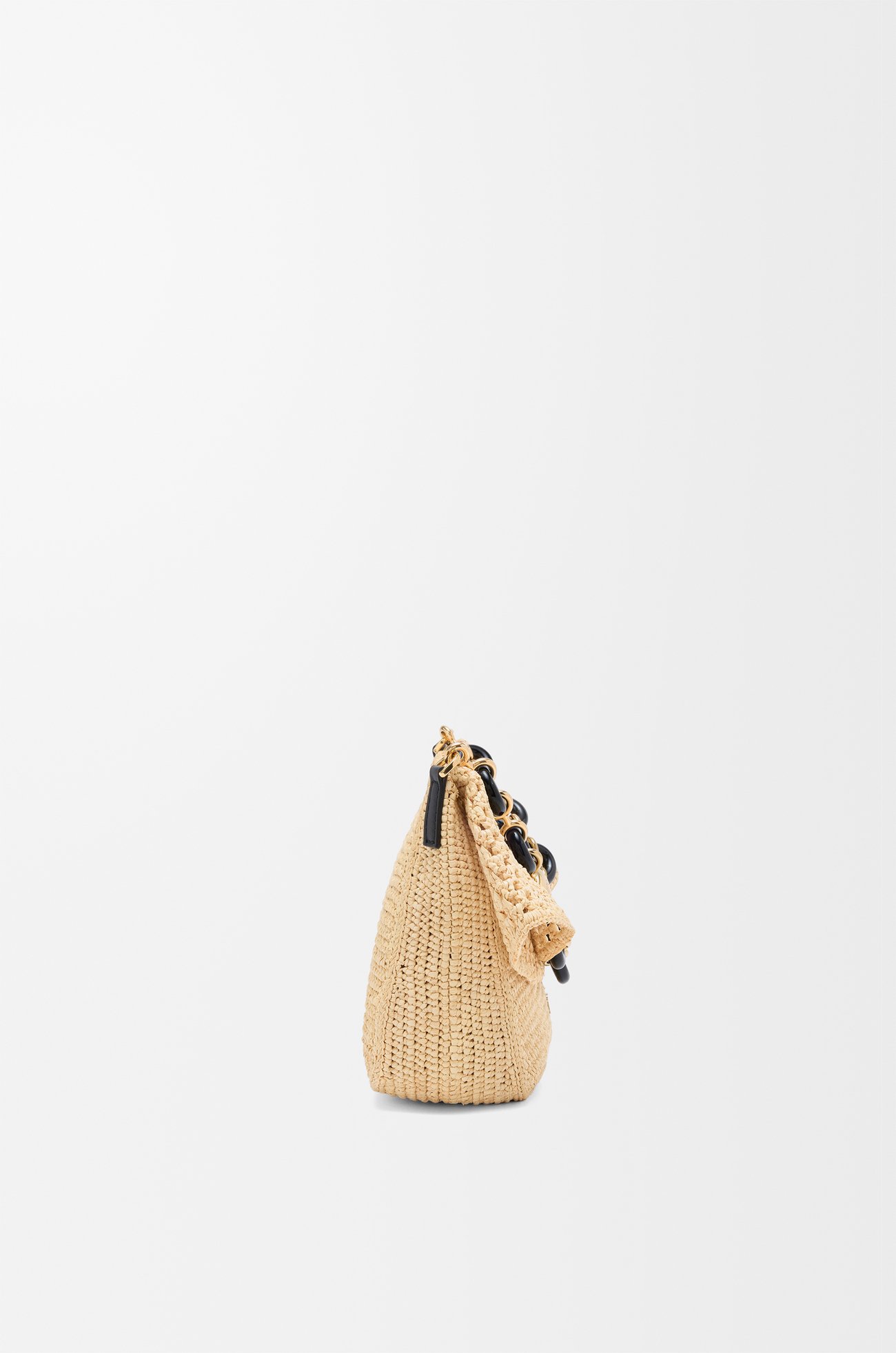 LOEWE Medium Ola bag in raffia and calfskin Natural