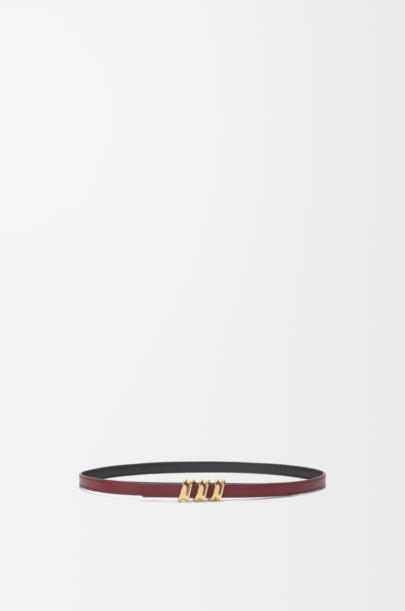 LOEWE Cinturón Coil reversible en piel de ternera lisa Negro/Rojo Cobre Rosado/Dorado