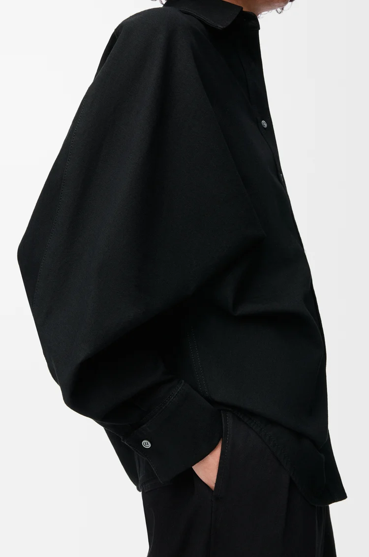 LOEWE Camisa cruzada en denim Negro