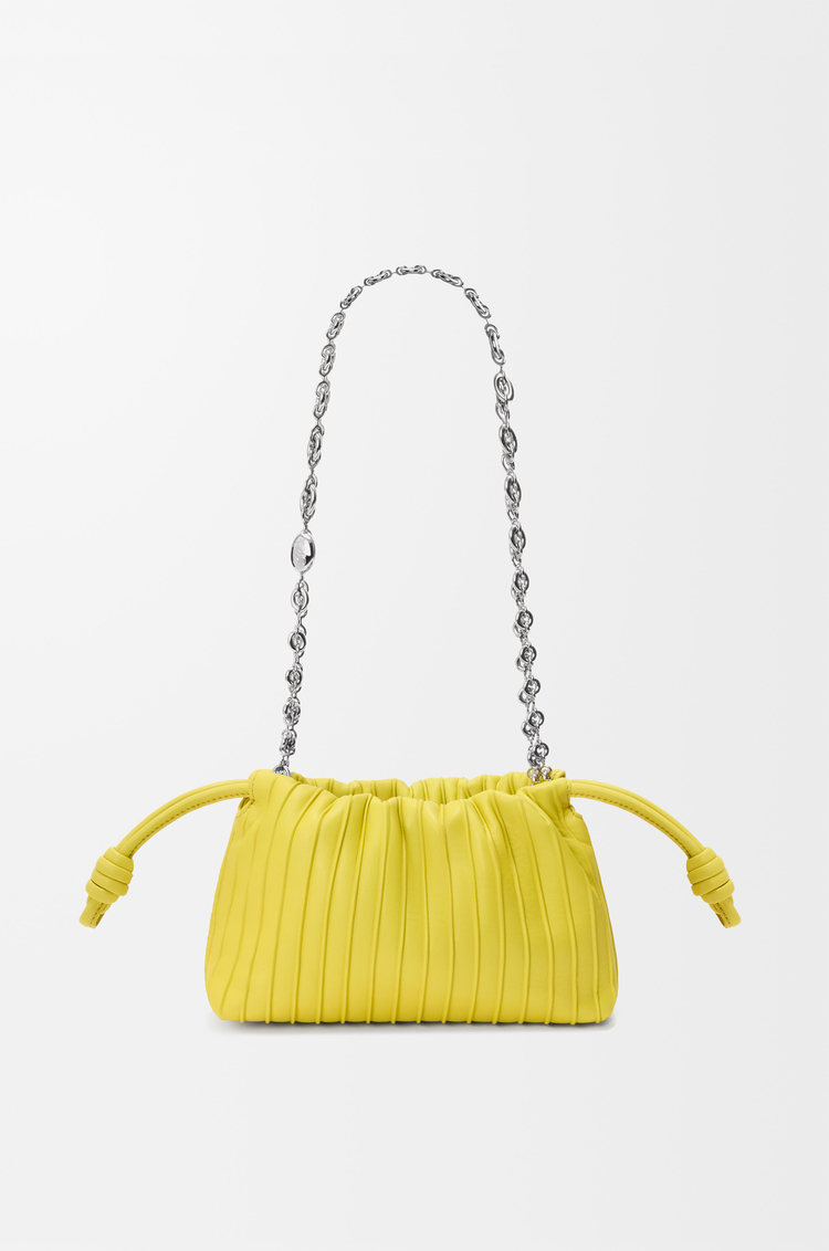 LOEWE 미니 플라멩코 플리츠 펄스 - 나파 램스킨 레몬