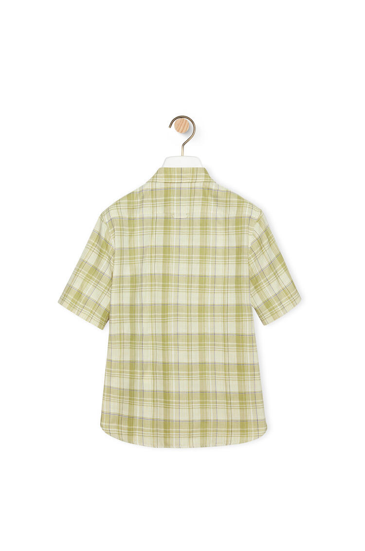 LOEWE Camisa de manga corta en algodón y poliéster a cuadros Verde/Amarillo