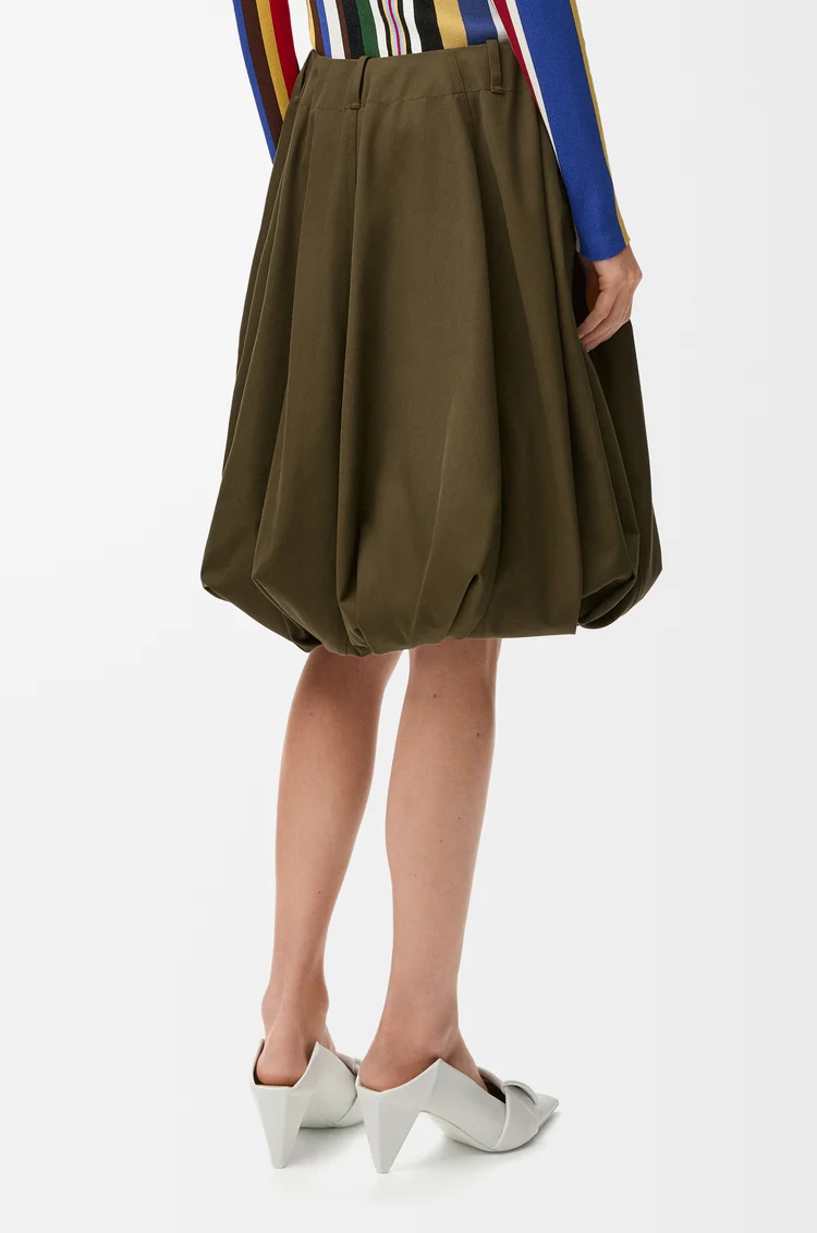 LOEWE 棉質和真絲裙子 卡其綠