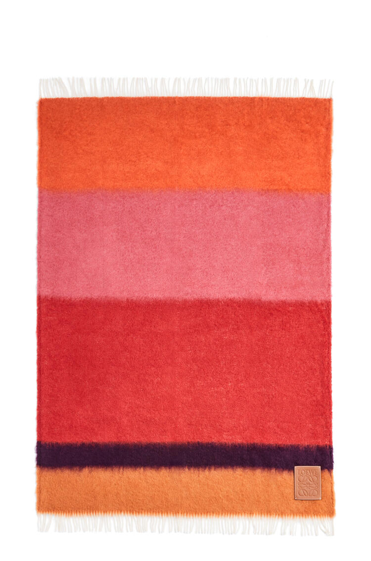 LOEWE Striped blanket in mohair and wool blend Red/Multicolour