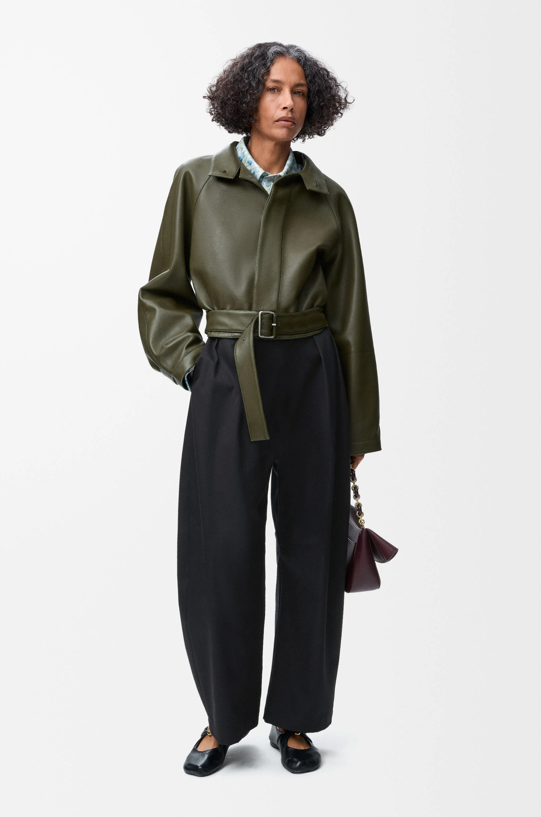 トレンチコート LOEWE SHORT TRENCH COAT IN NAPPA Short trench in nappa lambskin Green - LOEWE