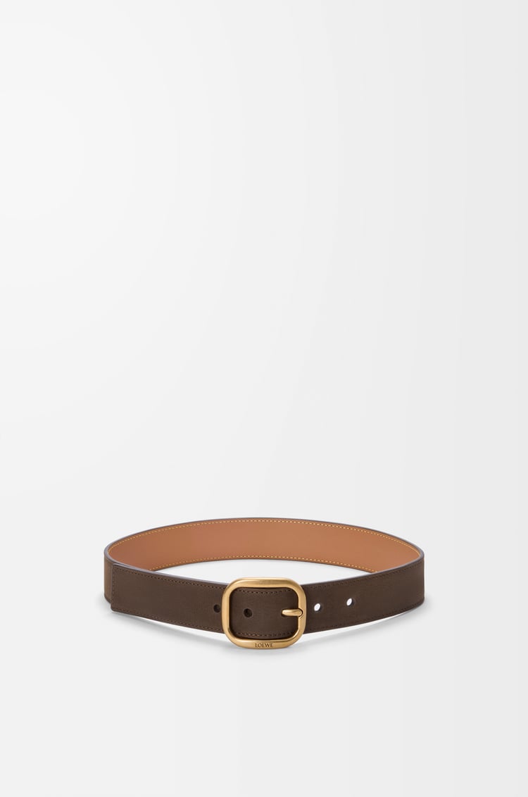 LOEWE Cinturón curvilíneo en nobuck Tundra/Dorado Vintage