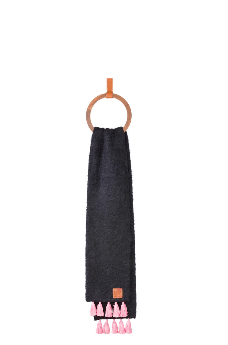 LOEWE Tassel scarf in wool mohair Black/Pink pdp_rd