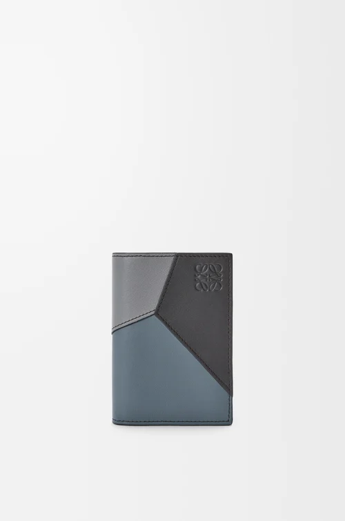 LOEWE 퍼즐 바이폴드 카드홀더 - 클래식 카프스킨 Asphalt Grey/Storm Blue