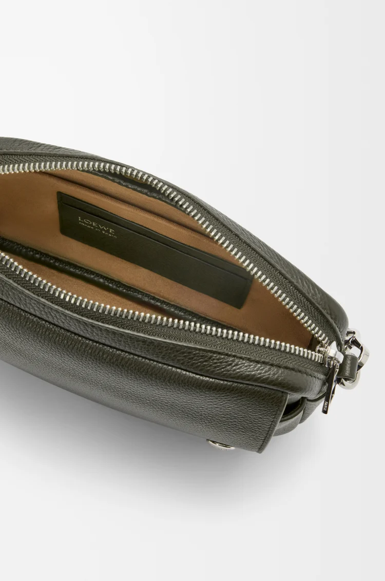 LOEWE Small Pebble messenger bag in supple grained calfskin Dark Khaki