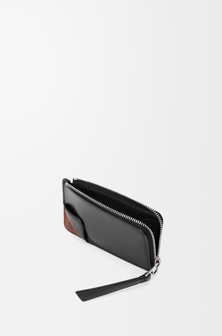 LOEWE 柔软粒面牛皮革和绒面革 Switch 硬币卡包 黑色/咖啡色