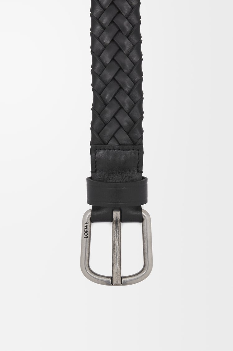LOEWE Chunky woven belt in vegetable-tanned calfskin  Black/Vintage Palladium
