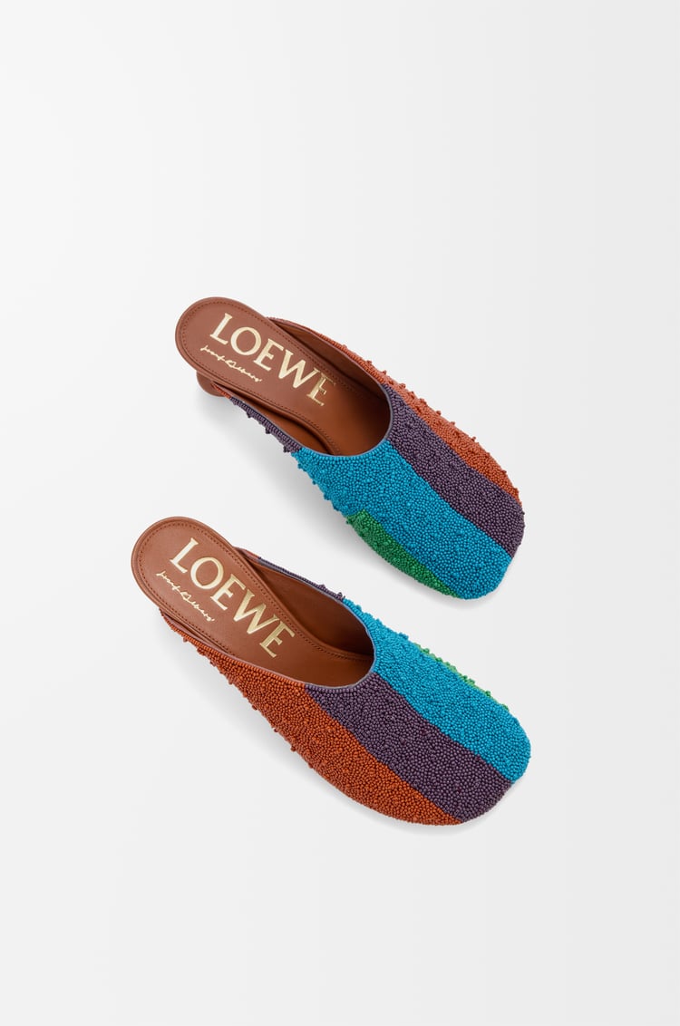 LOEWE 토이 뮬 - 자수 캔버스 캐러멜/브라이트 그린