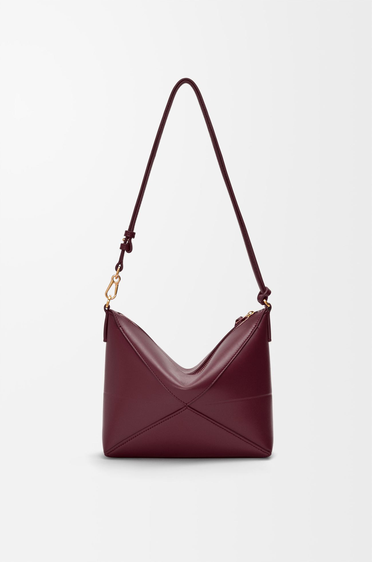 LOEWE Puzzle Fold pouch in shiny nappa calfskin Dark Burgundy
