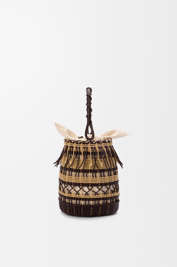LOEWE Bucket in cord and leather Dark Brown/Multicolor