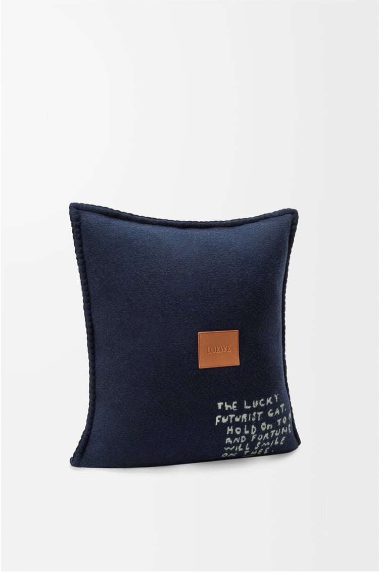 LOEWE Cushion in wool Dark Navy Blue