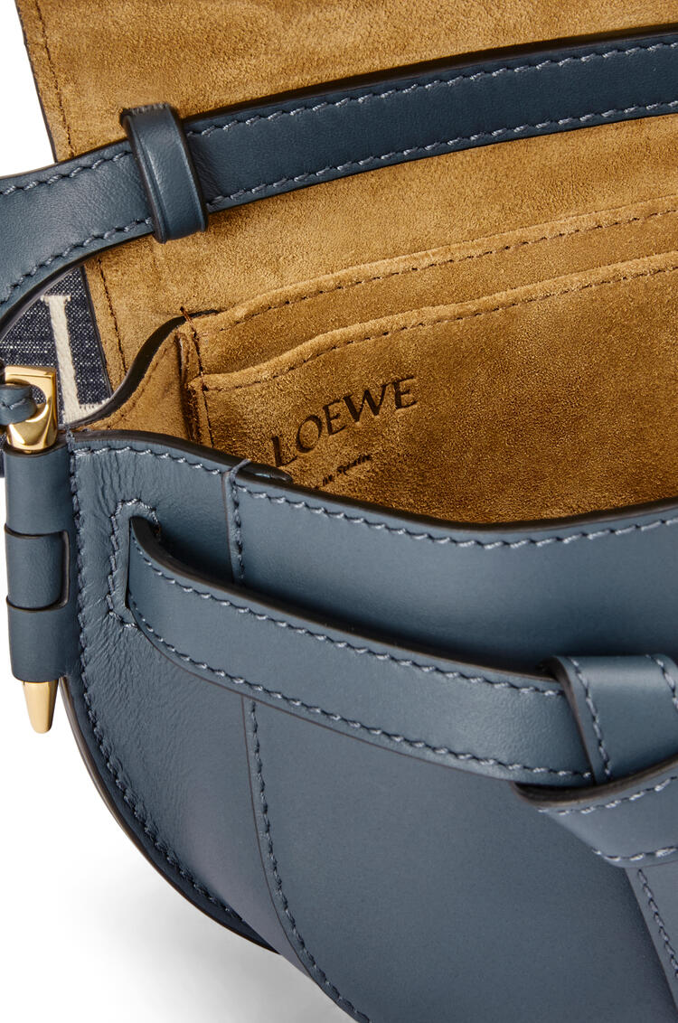 LOEWE Mini Gate Dual bag in soft calfskin and jacquard Onyx Blue pdp_rd