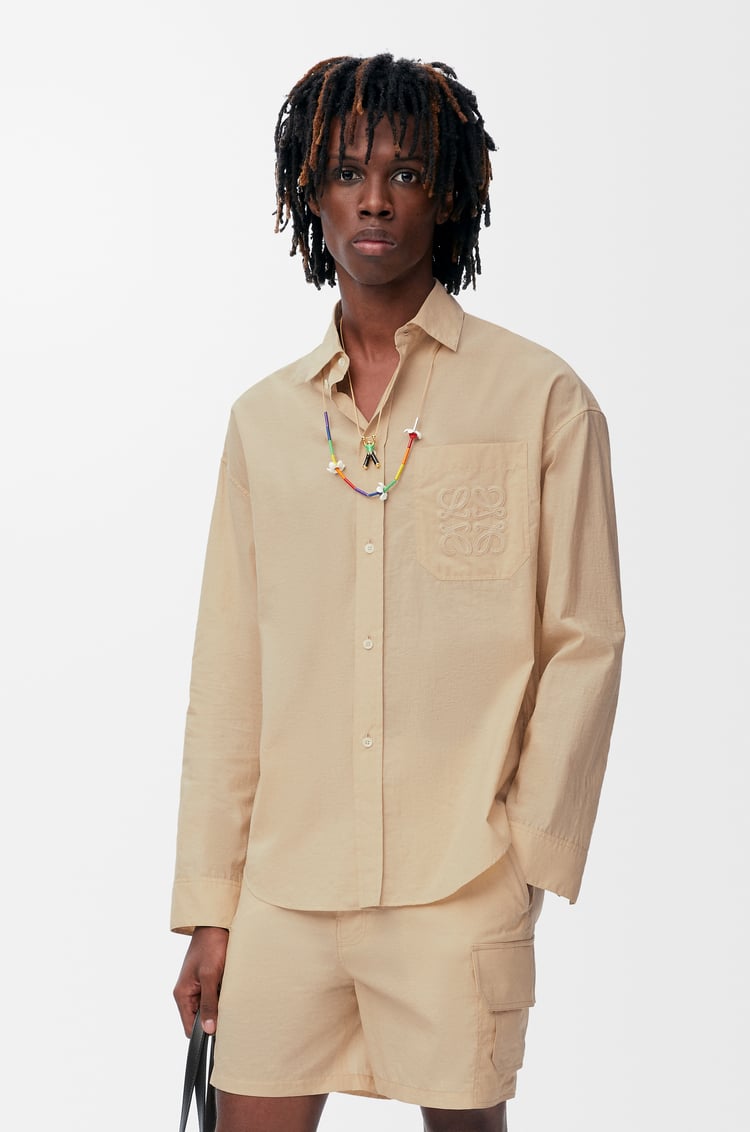 LOEWE Camisa en mezcla de algodón Beige Claro