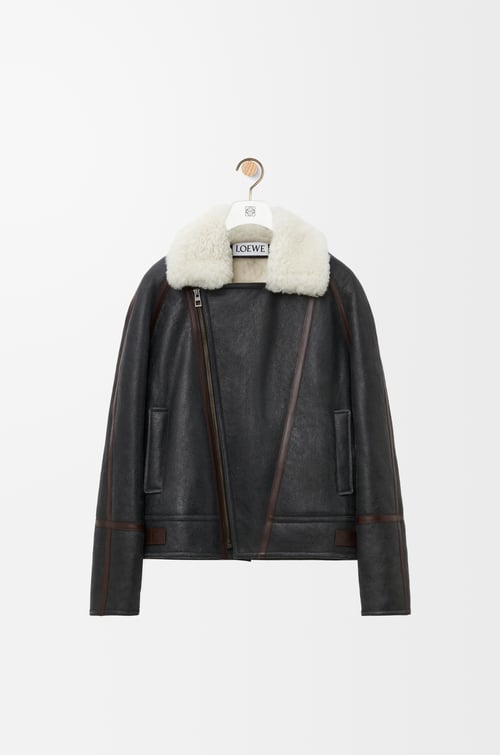 LOEWE Aviator jacket in shearling White/Black
