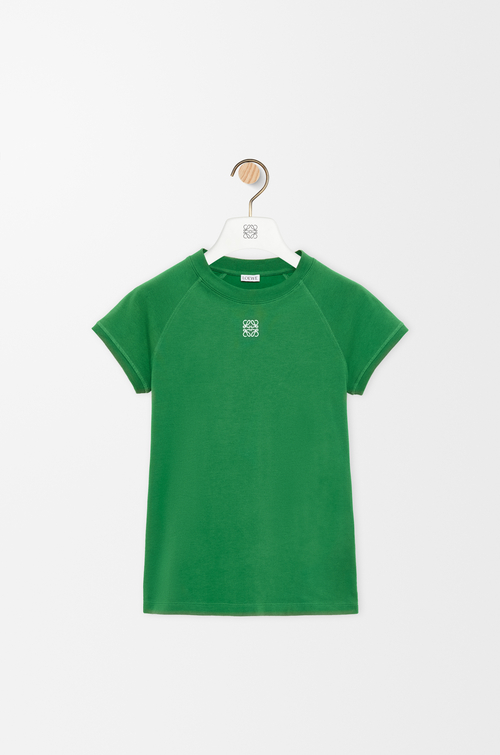 LOEWE Camiseta de corte pequeño en mezcla de algodón Verde