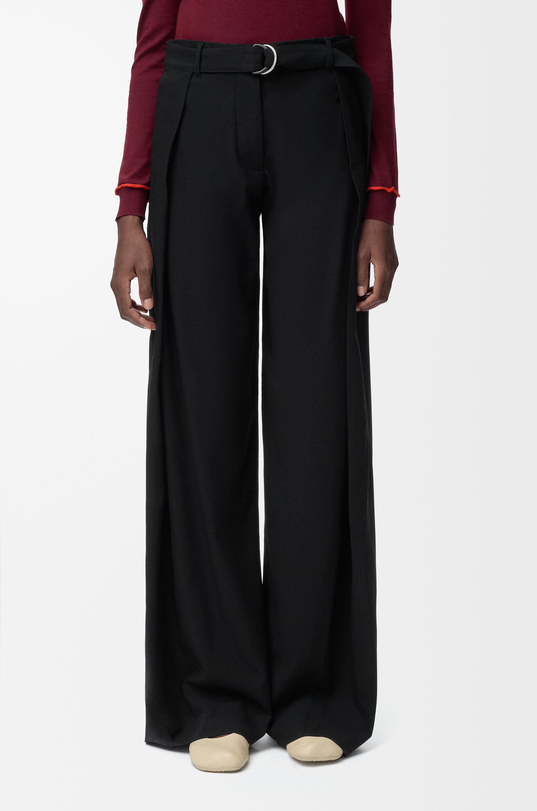 Belted trousers in wool Black - LOEWE USA Official Website