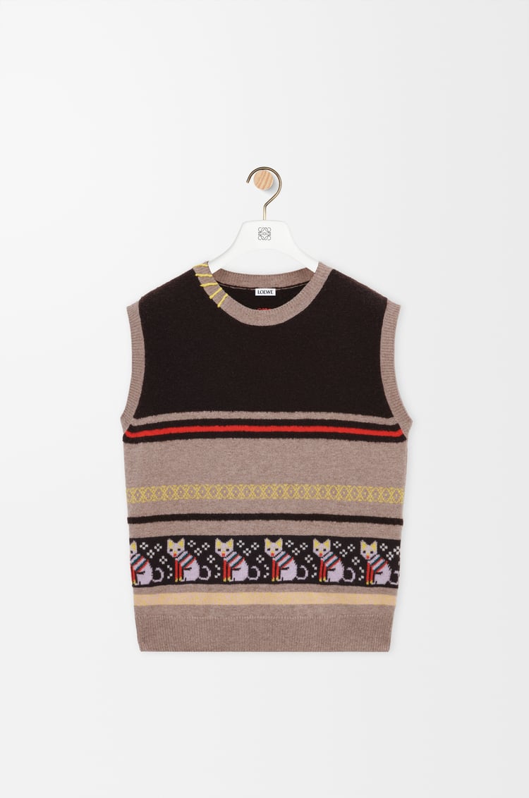 LOEWE Vest in wool and cashmere Beige/Multicolor