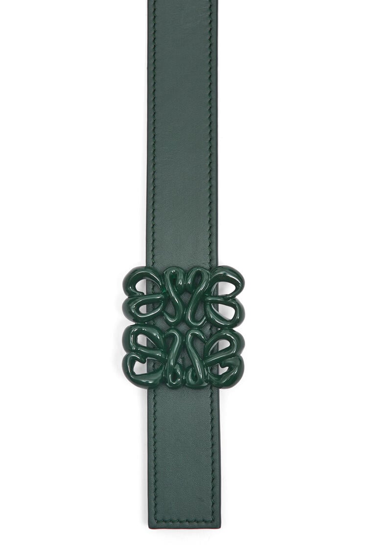 LOEWE Reversible Inflated Anagram belt in soft calfskin Vintage Khaki/Clay Green