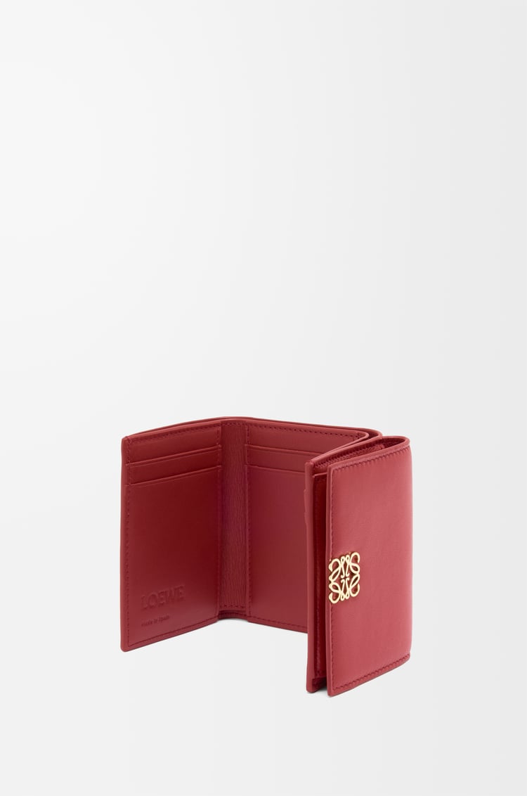 LOEWE Puffer Anagram trifold wallet in shiny nappa calfskin Burnt Red
