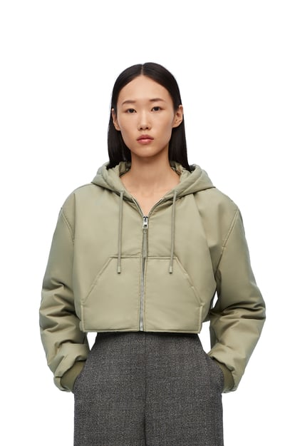 LOEWE Cropped hooded jacket in cotton blend Laurel Green plp_rd