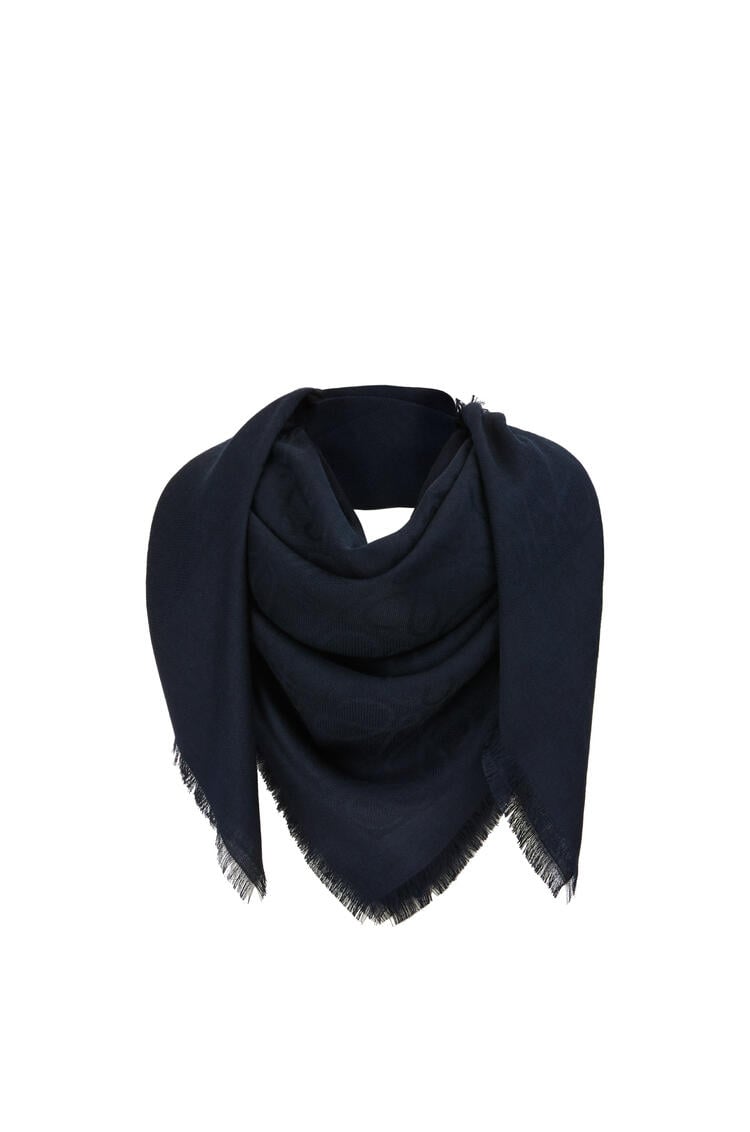 LOEWE Damero scarf in wool, silk and cashmere Dark Blue