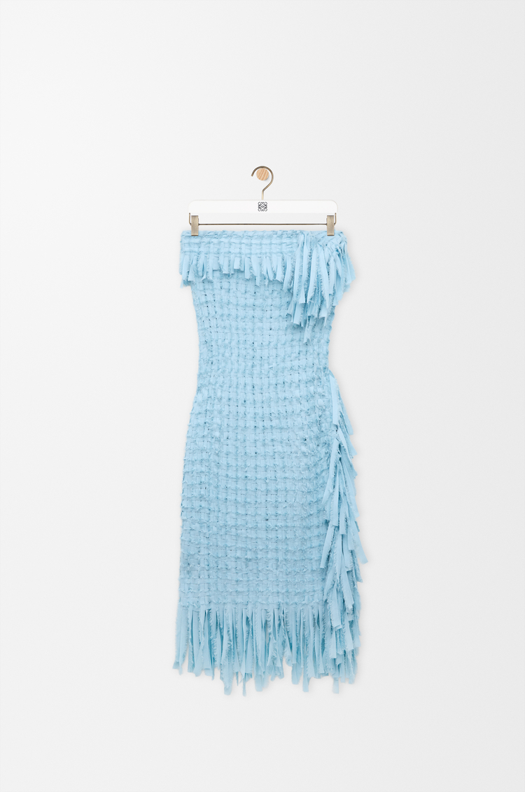 LOEWE 丝绸连衣裙 浅蓝色