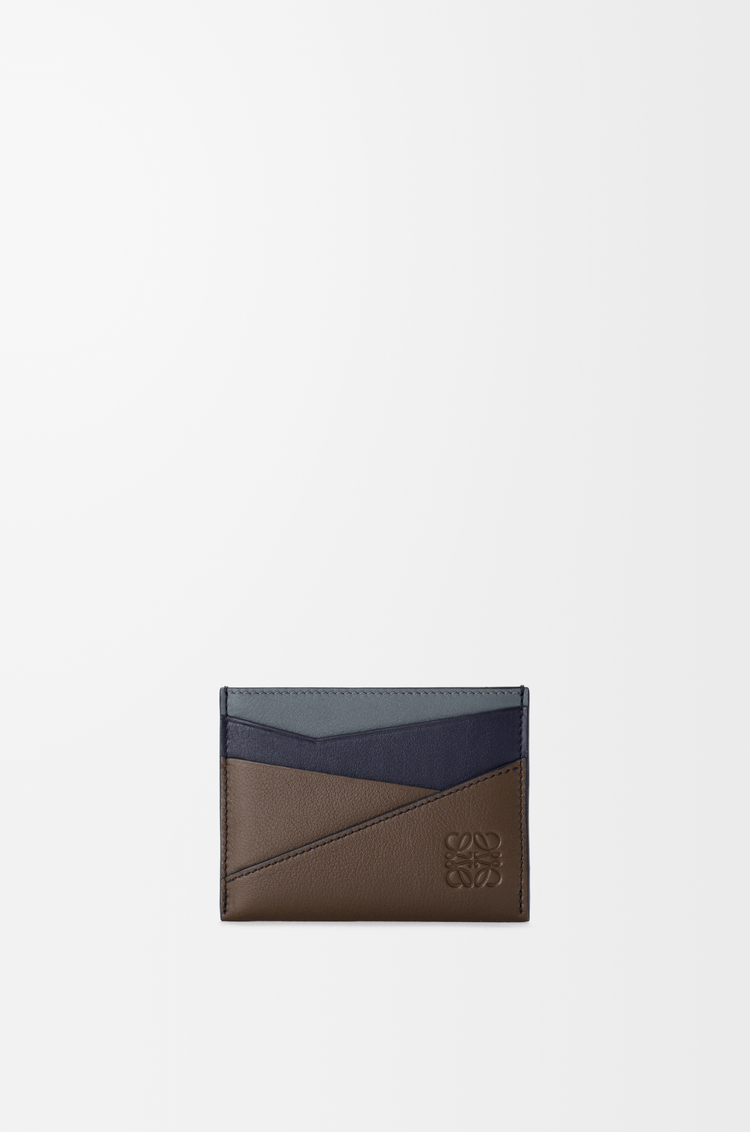 LOEWE Porte-cartes simple Puzzle en cuir de veau classique Bleu Gris/Marine