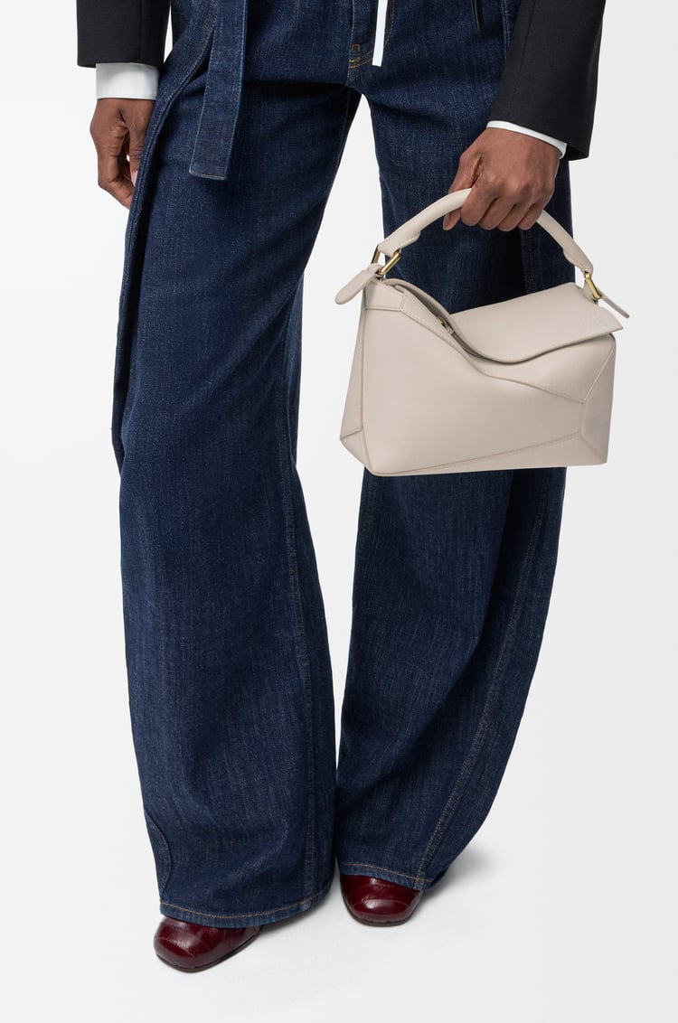 LOEWE Small Puzzle Edge bag in soft grained calfskin Light Ghost