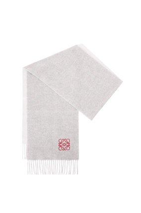 LOEWE 羊毛與羊絨混紡雙色圍巾 白色/灰色 plp_rd