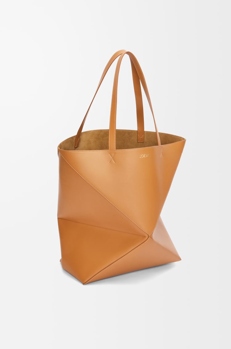 LOEWE XL Puzzle Fold tote in shiny calfskin Warm Desert