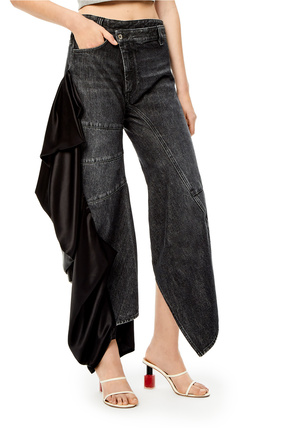 LOEWE Satin panel curved jeans in denim Black plp_rd