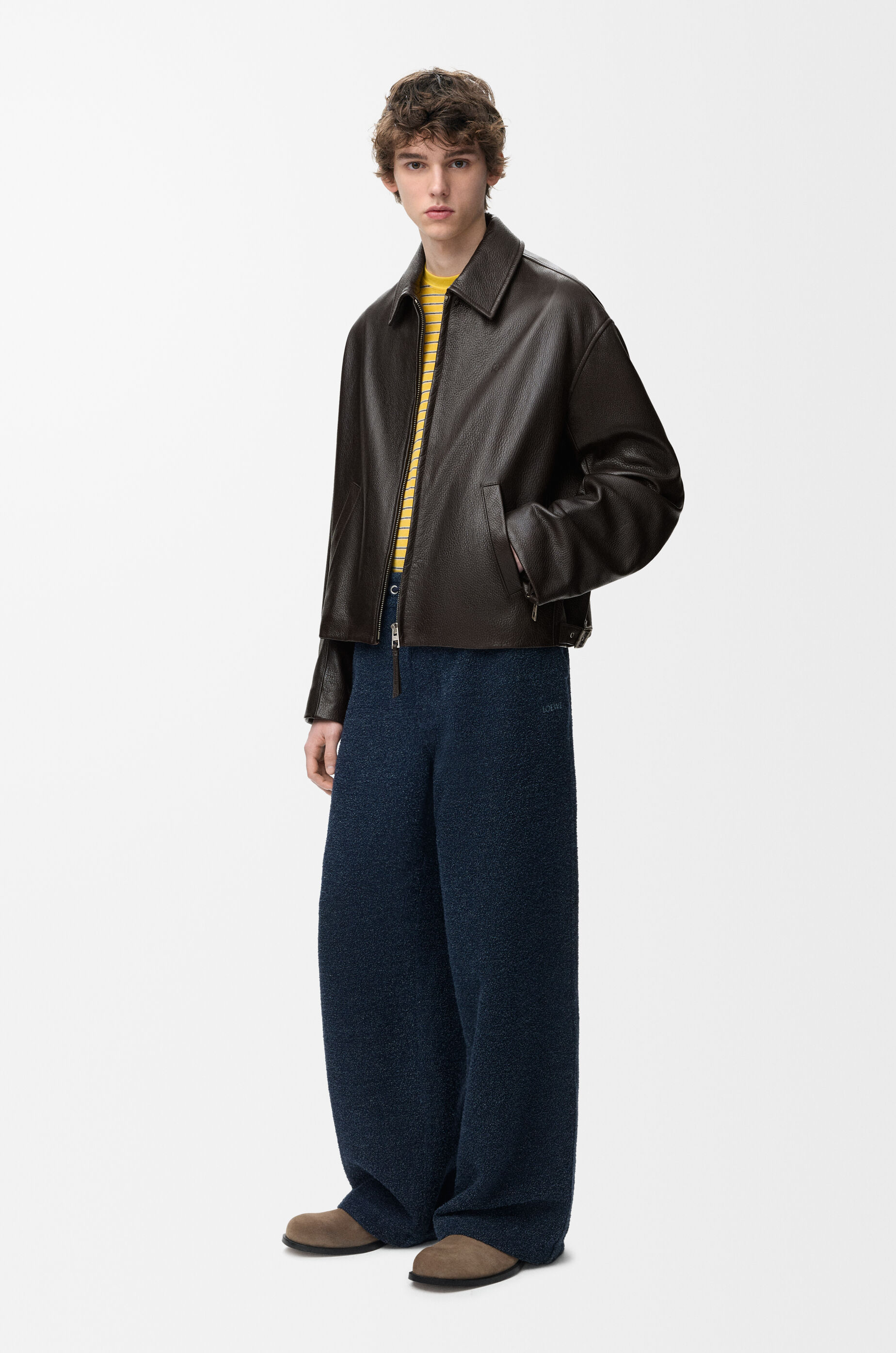 Zip-up jacket in deerskin Brown - LOEWE APAC official website