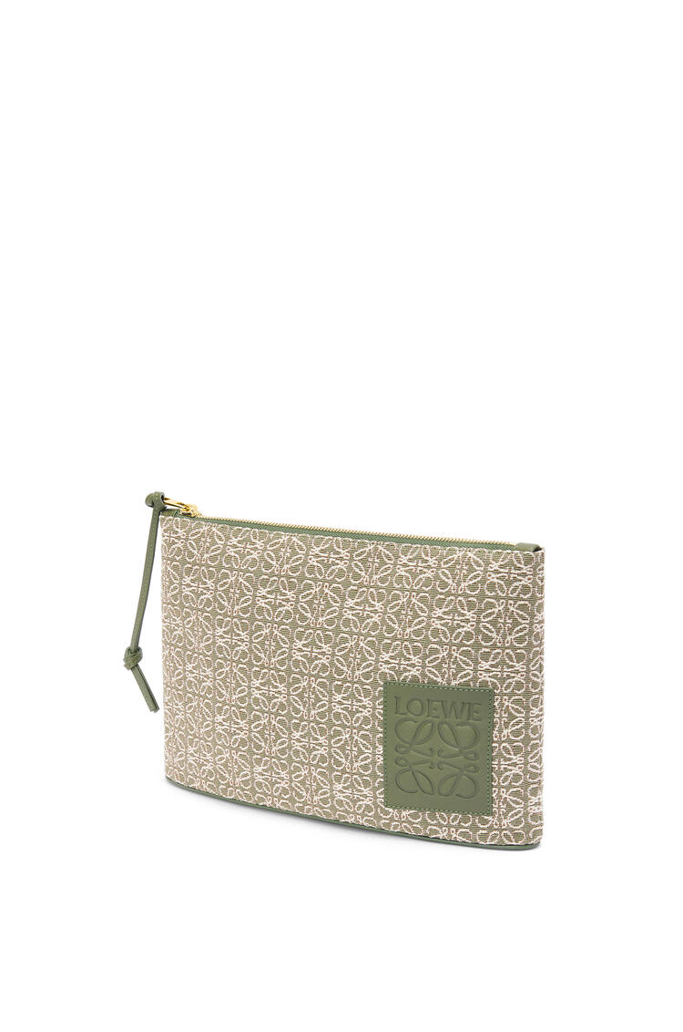 LOEWE Oblong pouch in Anagram jacquard and calfskin Green/Avocado Green pdp_rd