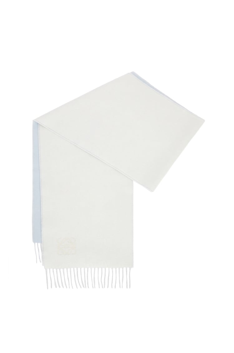 LOEWE Scarf in wool and cashmere Light Blue/White